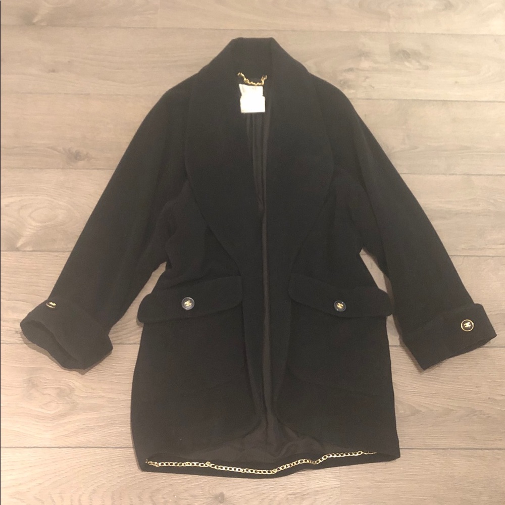 Chanel wool cocoon coat with big shawl collar